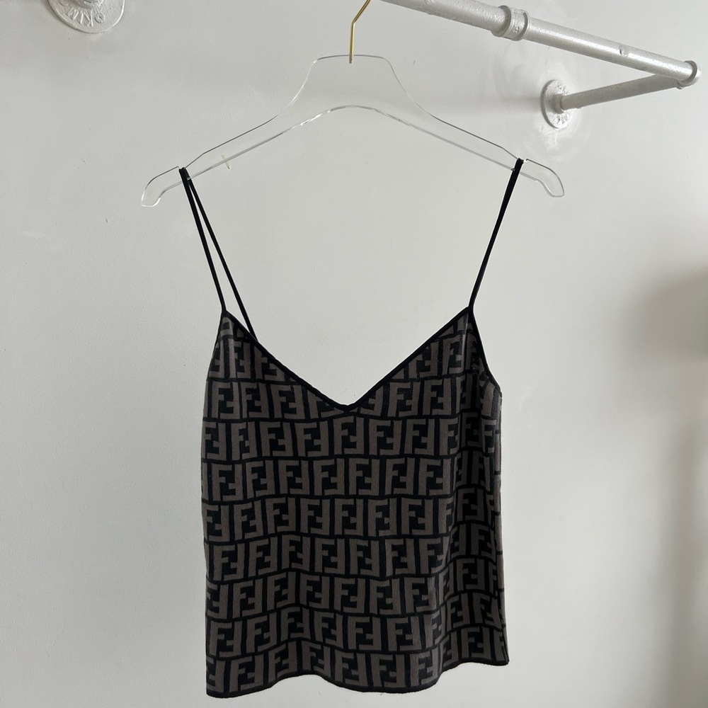 Fendi Zucca Spaghetti Knit Cami Top